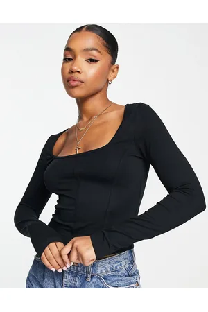 Corset Detail Long Sleeve Top