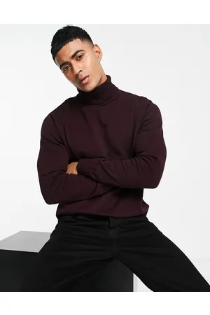 Brave Soul cotton ribbed turtle neck sweater in charcoal