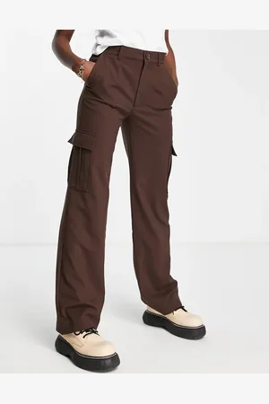 Pull&Bear High waisted cargo straight leg trousers in