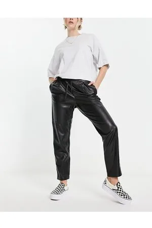 VILA Leather look joggers in