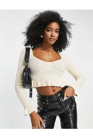 NaaNaa faux leather corset crop top in camel