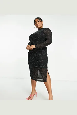 Collective The Label Sheer mesh diamante midi dress in