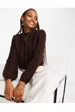 Monki Cable knit cropped jumper in