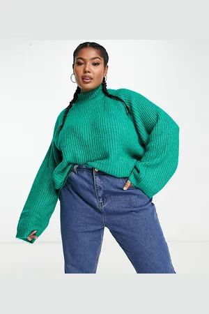 Pieces® Pieces Curve exclusive high neck jumper with flared sleeve in