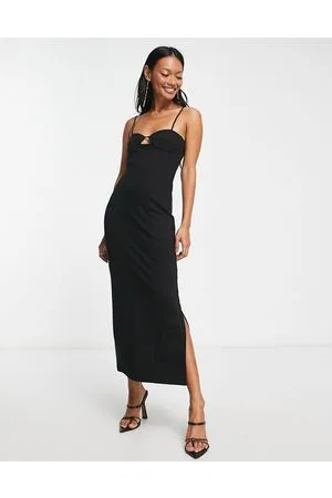  Other Stories strapless bustier voluminous midi dress in black