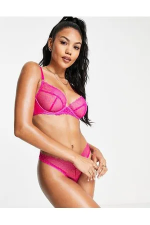 Wolf & Whistle X Megan floral embroidered non padded bra in neon