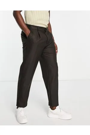 Buy Topman Wide Leg Crop Trousers in Brown 2024 Online | ZALORA Singapore