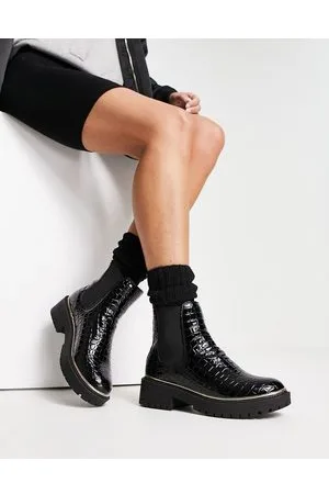 Truffle Collection Chelsea boots with gold trim in croc