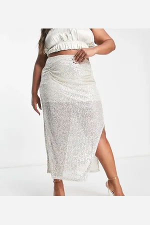 Pretty Lavish Embellished split maxi skirt in