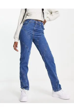 Rebellious Fashion straight leg jeans in blue 