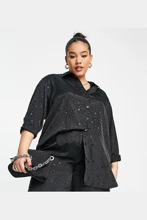 Simply Be Co-ord satin star print shirt in