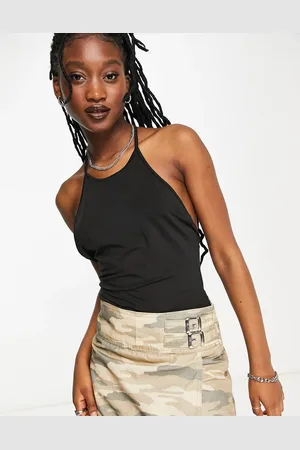 Weekday Deep low back halter neck top in