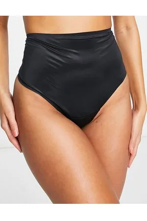 Spanx Shaping Satin thong bodysuit with tummy smoothing detail in black