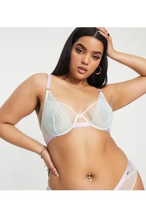 Dorina Curve Ilaria lace and mesh non padded balconette bra in pastel colour block