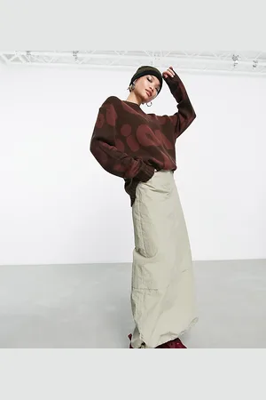COLLUSION Utility maxi skirt in khaki