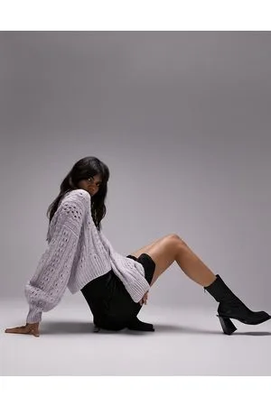 Topshop Knitted textured cable jumper in lilac