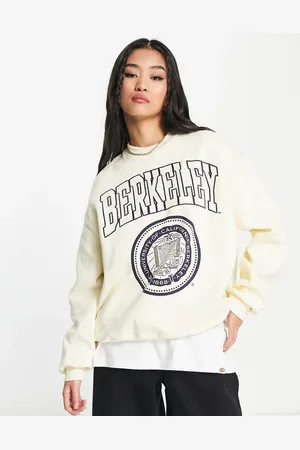 Pull&Bear Oversized slogan crew neck sweatshirt in ecru