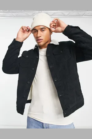 New look corduroy jacket with borg lining in black best sale