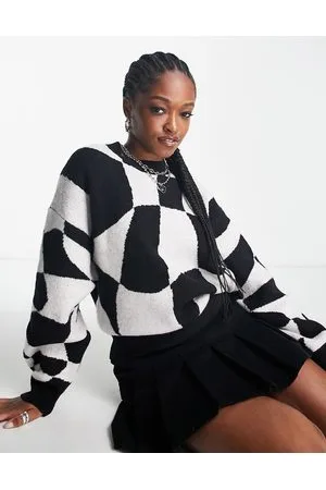 Weekday Aggie jacquard knit sweater in black and white