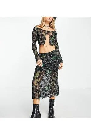 Reclaimed Skirt co-ord in grunge butterfly print