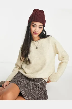 JDY Rubi o-neck fine knit jumper in beige