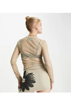 Reclaimed 00s mesh mini skirt co-ord with grunge flower print