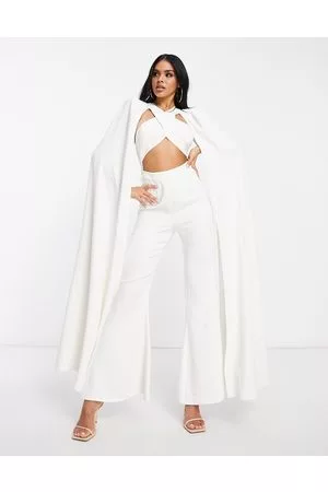 ASOS Tailored draped wide leg jumpsuit in ivory