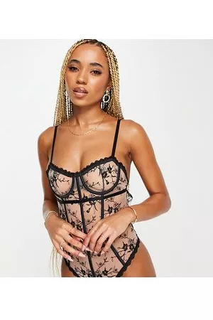 Lost Ink Tattoo floral balconette corset style bodysuit in