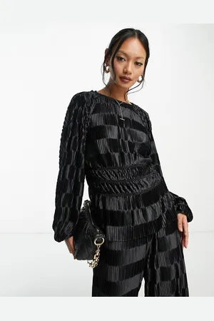 Y.A.S Y.A.S checkerboard plisse top co-ord in