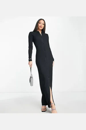 ASOS ASOS DESIGN Tall textured long sleeve maxi shirt dress in