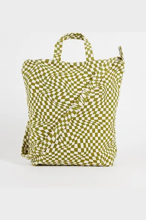 Baggu Duck bag in trippy moss checker print
