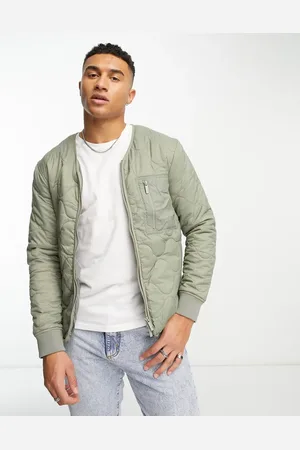 SELECTED Onion quilted jacket in khaki
