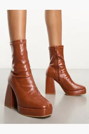 Pimkie Patent block heel boot in tan
