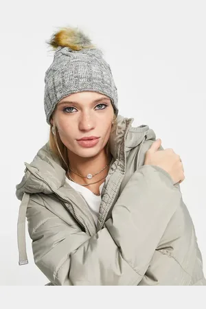 Elle Marl knit bobble beanie hat in