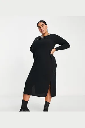 Yours Ribbed cut out midi dress in