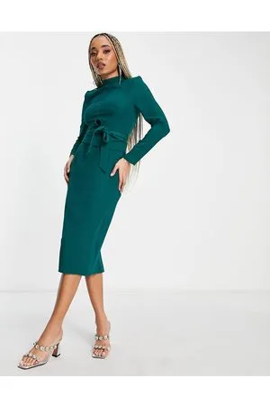 ASOS Long sleeve midi dress with obi belt in