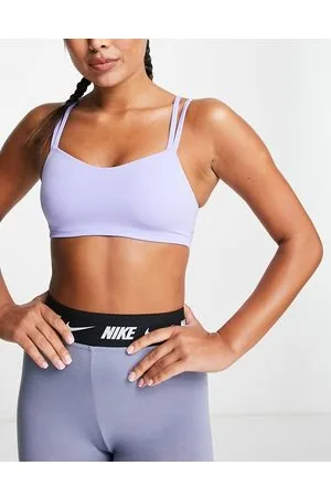 Nike Training Air Indy strappy logo binding light support sports bra in pink