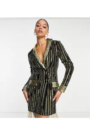 ASOS ASOS DESIGN Tall velvet embellished mini blazer dress in and gold sequin