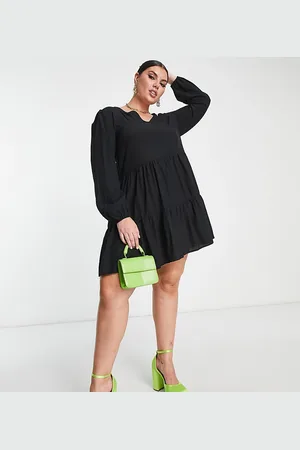 Urban Threads Urban Threads Plus v-neck smock mini dress in