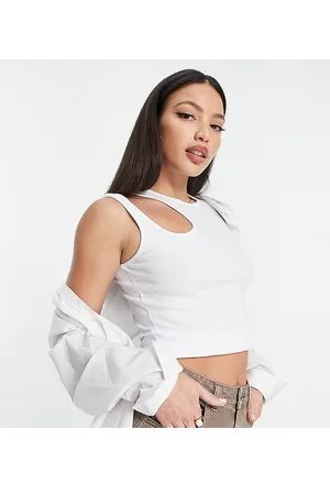 Pieces® Exclusive cut out racer neck vest in