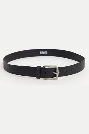 Pieces® Leather buckle belt in