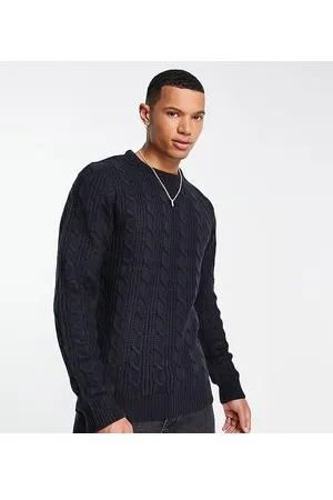 French Connection Tall wool mix cable crew neck jumper in