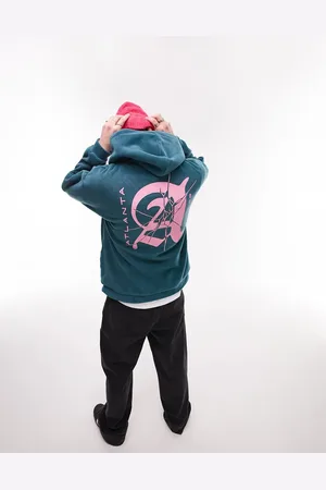 Topman Oversized polar fleece hoodie with orbital print in