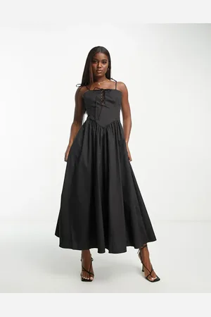Glamorous Tie front detail midi cami smock dress in