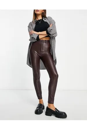 Fashion Women's Pleated PU Leather Trousers