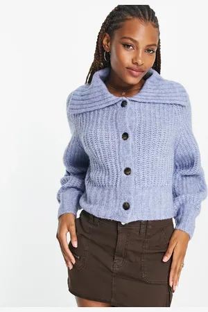 Monki Long sleeve collared cardigan in dusty