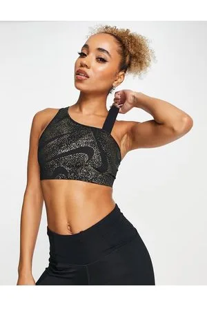 Nike Yoga Swoosh Dri-FIT cut and sew mid support sports bra in black