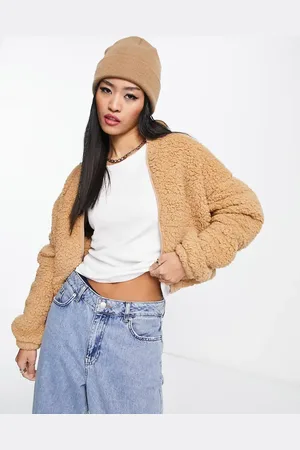 Hollister Sherpa zipped jumper in tan