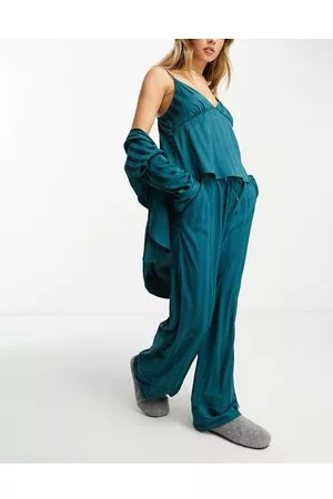 Abercrombie & Fitch Mix & match satin pyjama bottoms in teal