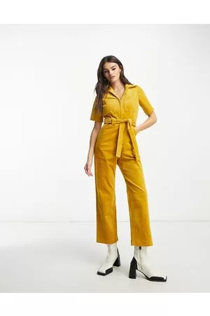 & OTHER STORIES Corduroy belted jumpsuit in mustard
